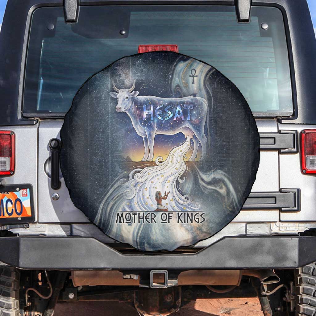 Hesat Celestial Cow Egyptian Spare Tire Cover with Mythic Sky Motif in Cosmic Theme