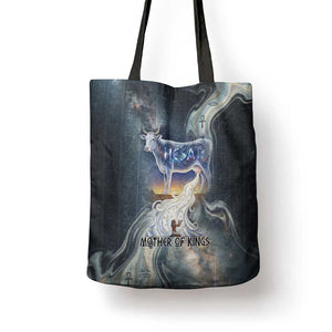 Hesat Celestial Cow Egyptian Tote Bag with Mythic Sky Motif in Cosmic Theme