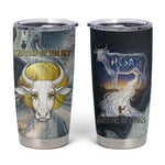 Hesat Celestial Cow Egyptian Tumbler Cup with Mythic Sky Motif in Cosmic Theme