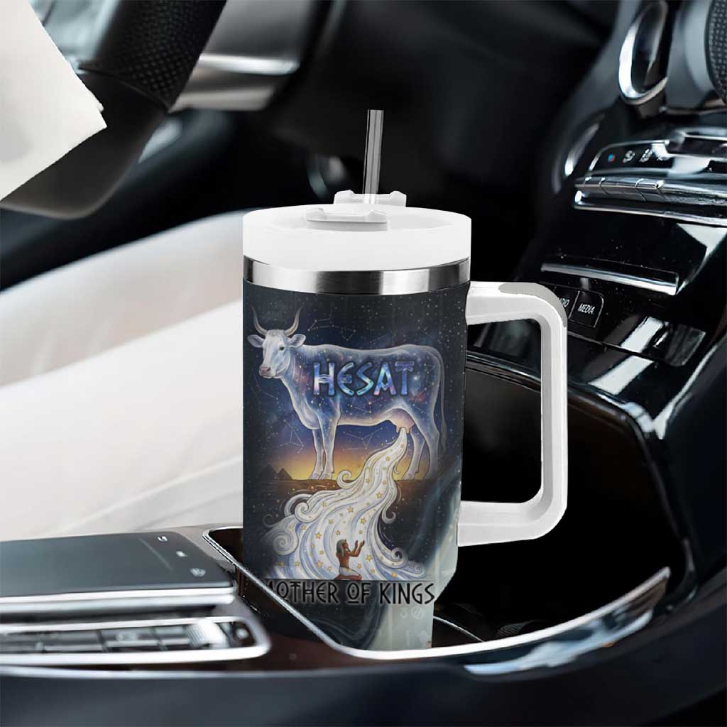 Hesat Celestial Cow Egyptian Tumbler With Handle with Mythic Sky Motif in Cosmic Theme
