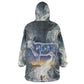 Hesat Celestial Cow Egyptian Wearable Blanket Hoodie with Mythic Sky Motif in Cosmic Theme