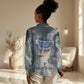 Hesat Celestial Cow Egyptian Women Casual Shirt with Mythic Sky Motif in Cosmic Theme