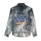Hesat Celestial Cow Egyptian Women Casual Shirt with Mythic Sky Motif in Cosmic Theme