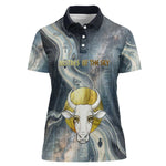 Hesat Celestial Cow Egyptian Women Polo Shirt with Mythic Sky Motif in Cosmic Theme