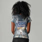 Hesat Celestial Cow Egyptian Women V-Neck T-Shirt with Mythic Sky Motif in Cosmic Theme