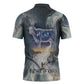 Hesat Celestial Cow Egyptian Zipper Polo Shirt with Mythic Sky Motif in Cosmic Theme