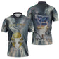 Hesat Celestial Cow Egyptian Zipper Polo Shirt with Mythic Sky Motif in Cosmic Theme