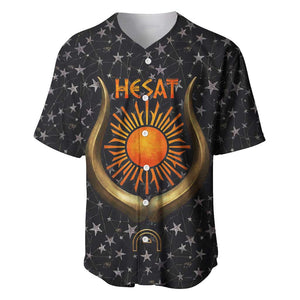Hesat Solar Horn Symbol Baseball Jersey Egyptian Cosmic Cow in Starry Milky Way