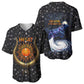 Hesat Solar Horn Symbol Baseball Jersey Egyptian Cosmic Cow in Starry Milky Way