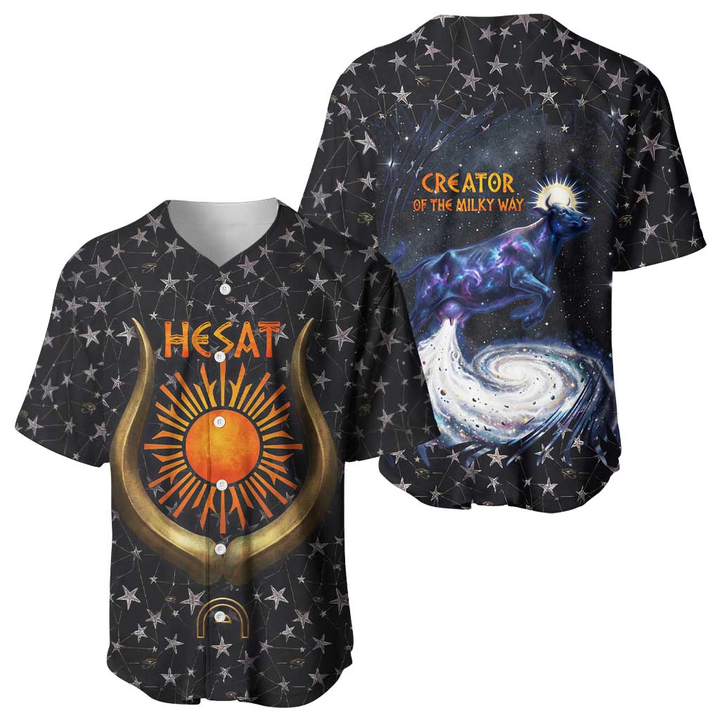 Hesat Solar Horn Symbol Baseball Jersey Egyptian Cosmic Cow in Starry Milky Way