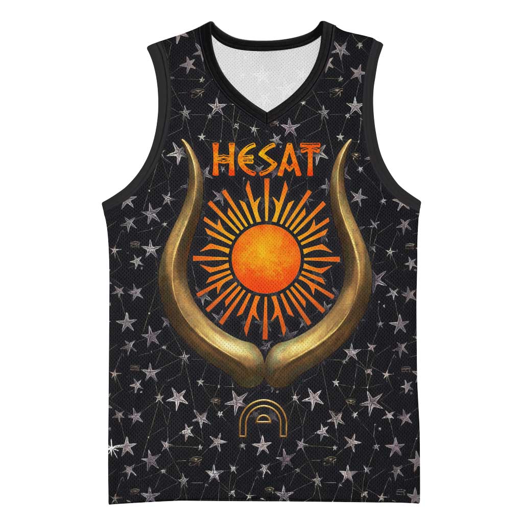 Hesat Solar Horn Symbol Basketball Jersey Egyptian Cosmic Cow in Starry Milky Way