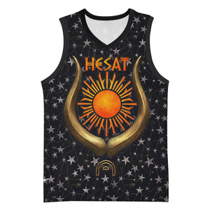Hesat Solar Horn Symbol Basketball Jersey Egyptian Cosmic Cow in Starry Milky Way