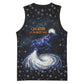 Hesat Solar Horn Symbol Basketball Jersey Egyptian Cosmic Cow in Starry Milky Way