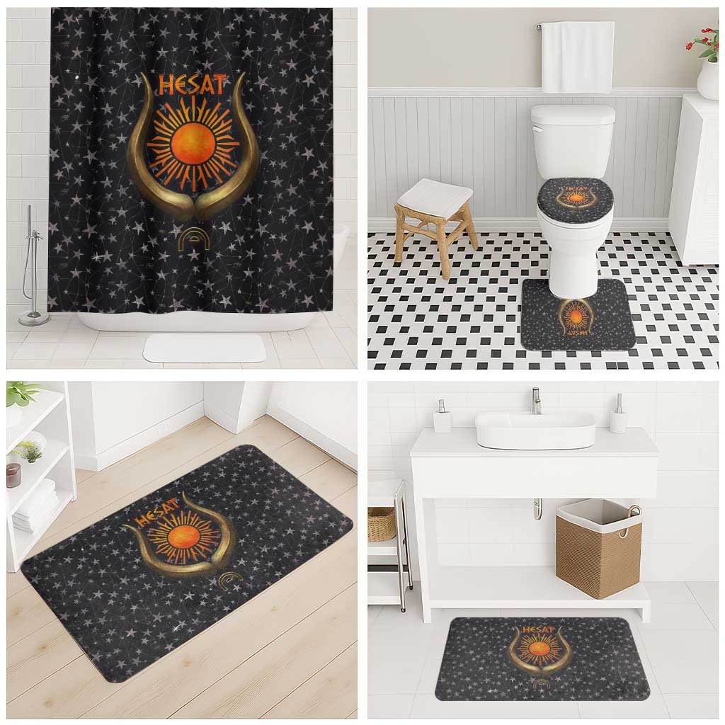 Hesat Solar Horn Symbol Bathroom Set Egyptian Cosmic Cow in Starry Milky Way