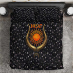 Hesat Solar Horn Symbol Bedding Set Egyptian Cosmic Cow in Starry Milky Way