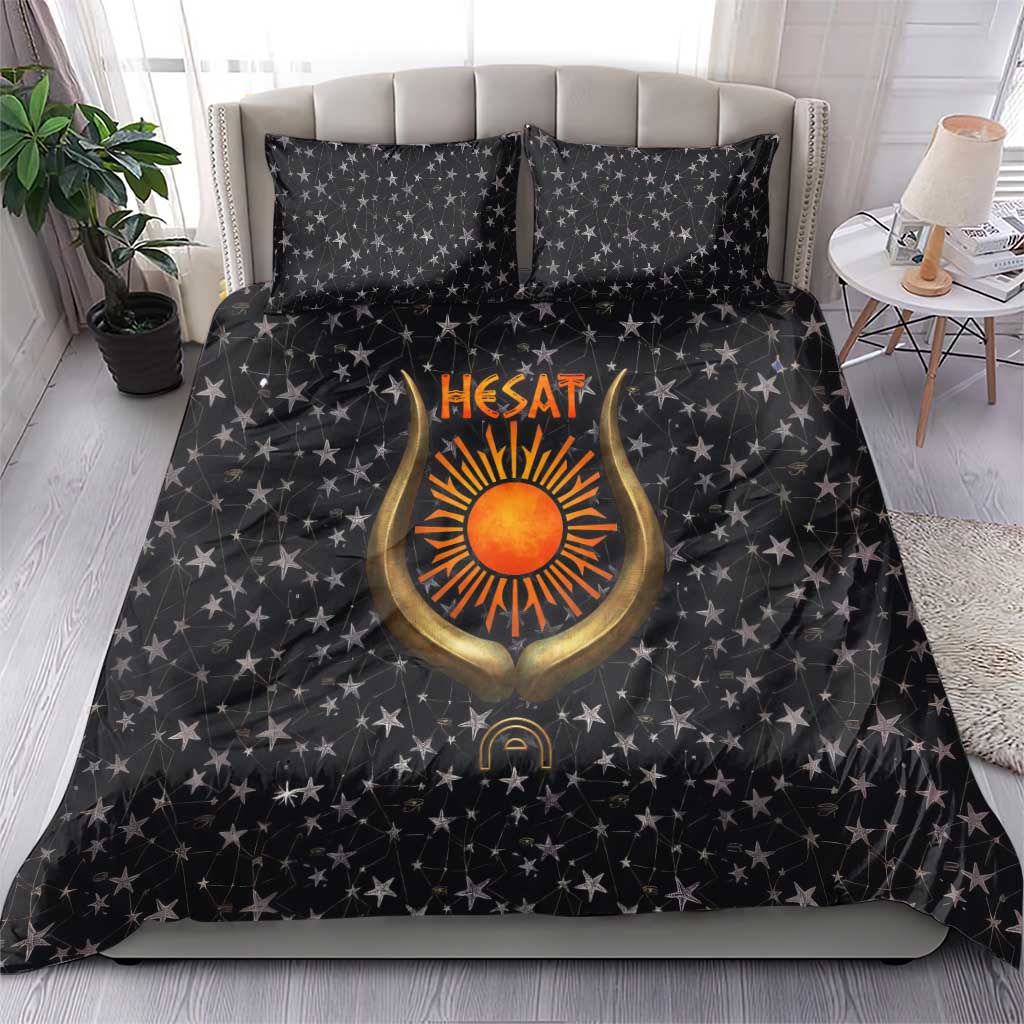 Hesat Solar Horn Symbol Bedding Set Egyptian Cosmic Cow in Starry Milky Way
