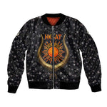 Hesat Solar Horn Symbol Bomber Jacket Egyptian Cosmic Cow in Starry Milky Way