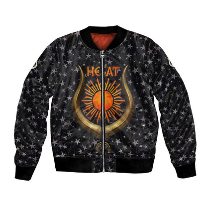 Hesat Solar Horn Symbol Bomber Jacket Egyptian Cosmic Cow in Starry Milky Way