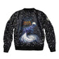 Hesat Solar Horn Symbol Bomber Jacket Egyptian Cosmic Cow in Starry Milky Way