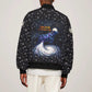 Hesat Solar Horn Symbol Bomber Jacket Egyptian Cosmic Cow in Starry Milky Way