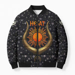 Hesat Solar Horn Symbol Bomber Puffer Jacket Egyptian Cosmic Cow in Starry Milky Way