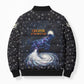 Hesat Solar Horn Symbol Bomber Puffer Jacket Egyptian Cosmic Cow in Starry Milky Way