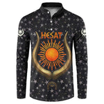 Hesat Solar Horn Symbol Button Sweatshirt Egyptian Cosmic Cow in Starry Milky Way