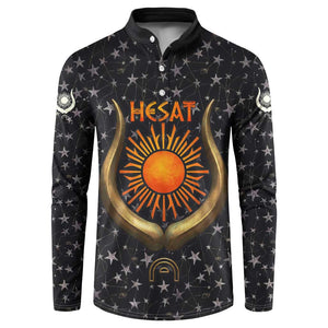 Hesat Solar Horn Symbol Button Sweatshirt Egyptian Cosmic Cow in Starry Milky Way