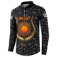 Hesat Solar Horn Symbol Button Sweatshirt Egyptian Cosmic Cow in Starry Milky Way