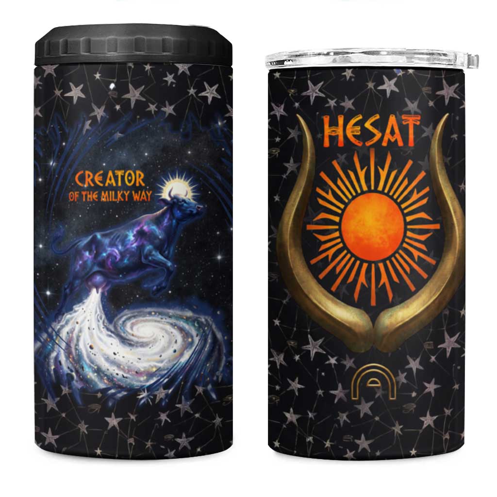 Hesat Solar Horn Symbol 4 in 1 Can Cooler Tumbler Egyptian Cosmic Cow in Starry Milky Way