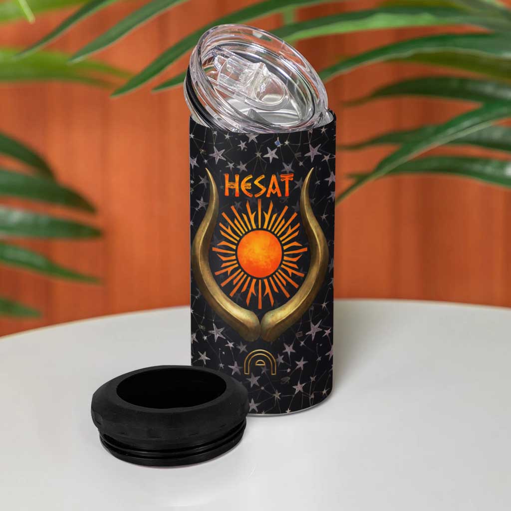 Hesat Solar Horn Symbol 4 in 1 Can Cooler Tumbler Egyptian Cosmic Cow in Starry Milky Way