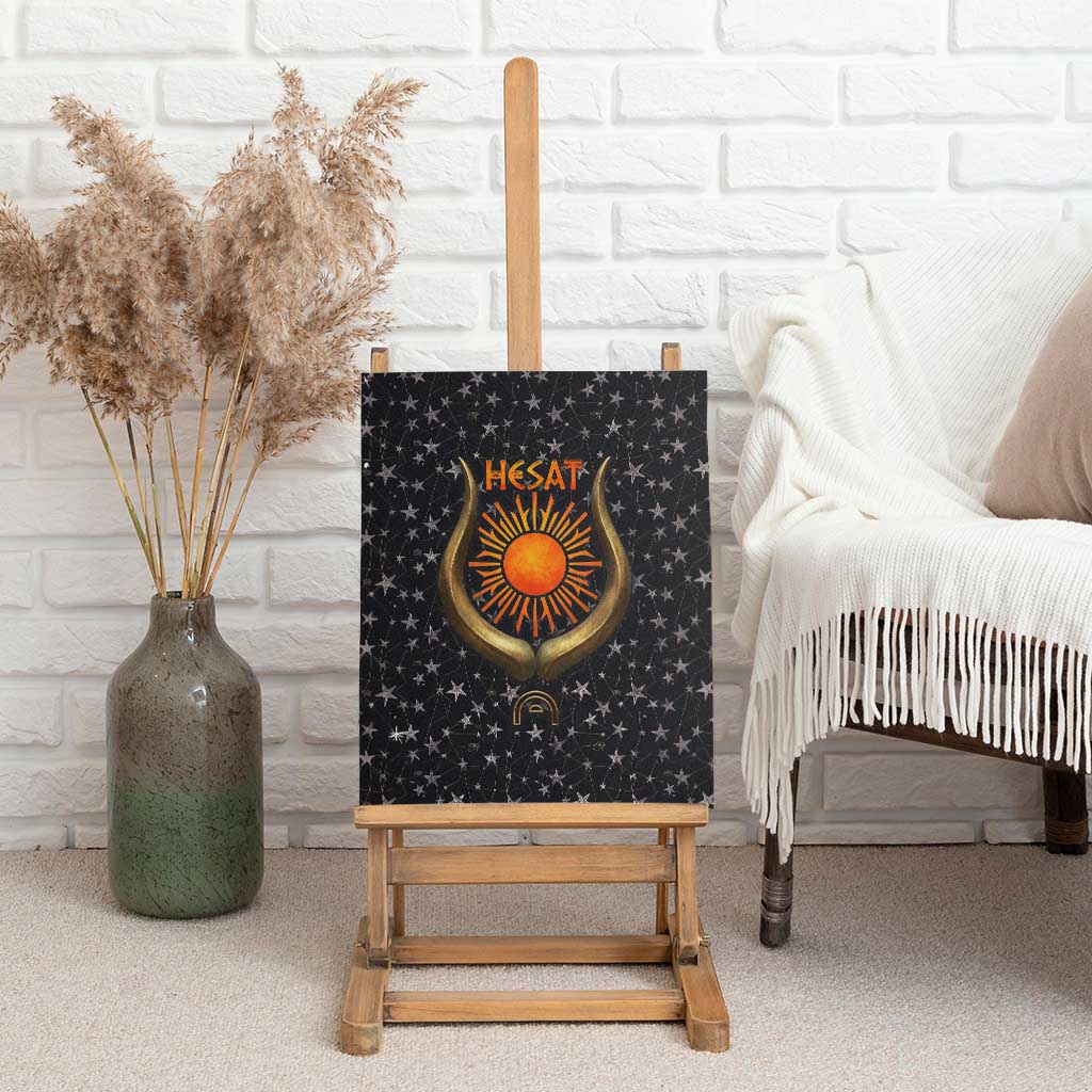 Hesat Solar Horn Symbol Canvas Wall Art Egyptian Cosmic Cow in Starry Milky Way