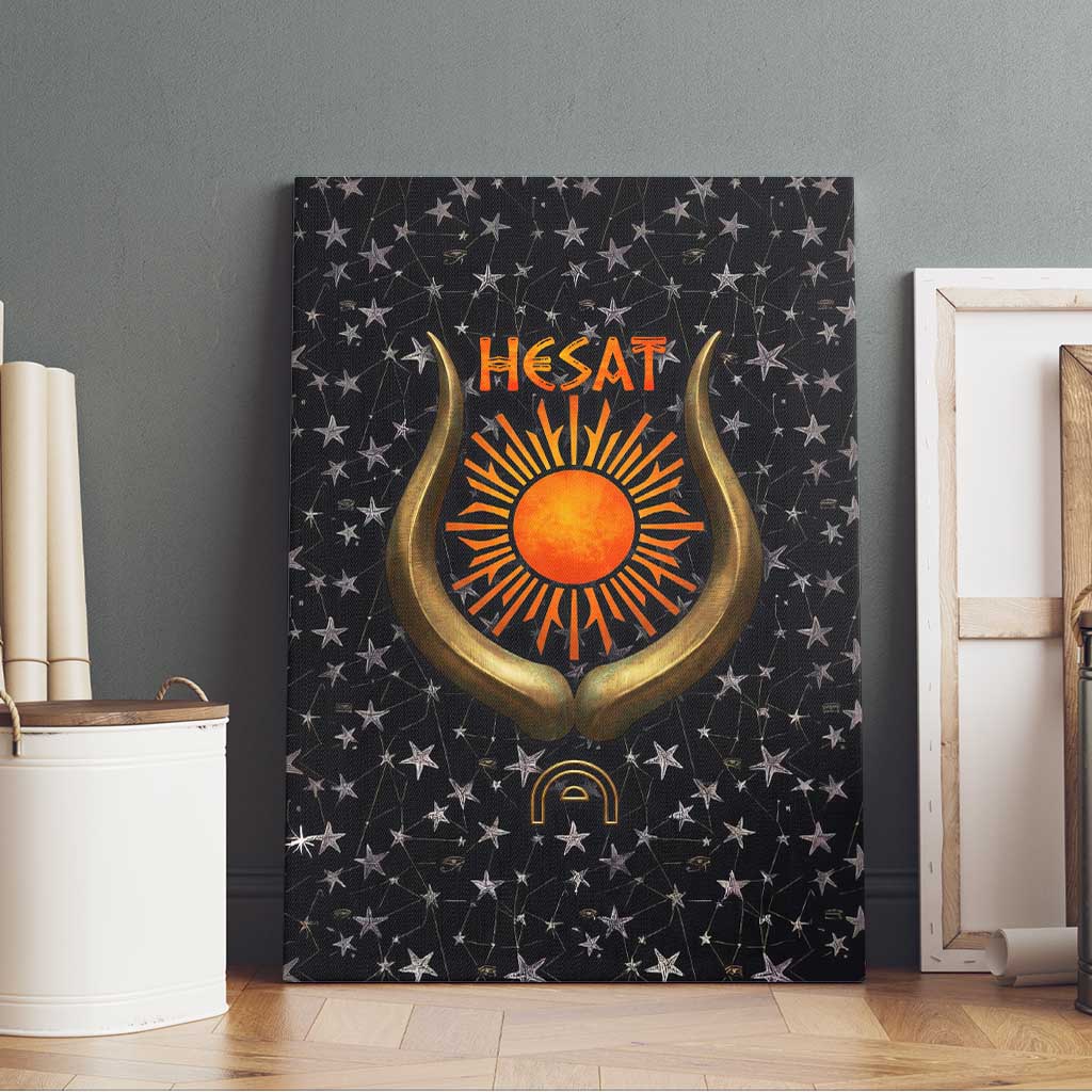 Hesat Solar Horn Symbol Canvas Wall Art Egyptian Cosmic Cow in Starry Milky Way