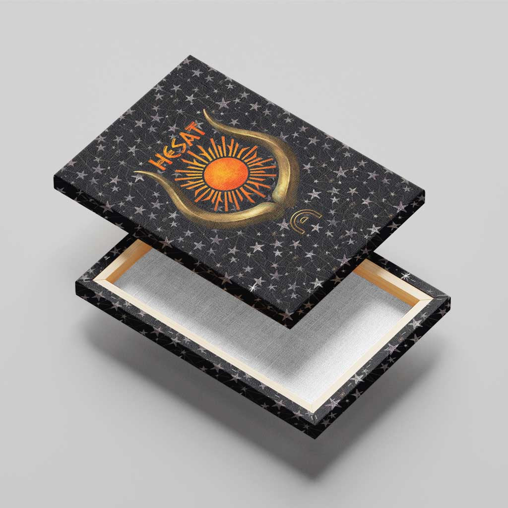 Hesat Solar Horn Symbol Canvas Wall Art Egyptian Cosmic Cow in Starry Milky Way