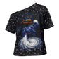 Hesat Solar Horn Symbol Cross Shoulder Shirt Egyptian Cosmic Cow in Starry Milky Way