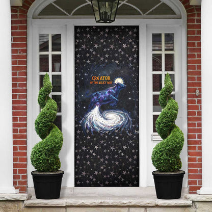 Hesat Solar Horn Symbol Door Cover Egyptian Cosmic Cow in Starry Milky Way