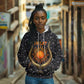 Hesat Solar Horn Symbol Hoodie Egyptian Cosmic Cow in Starry Milky Way