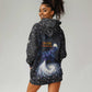 Hesat Solar Horn Symbol Hoodie Dress Egyptian Cosmic Cow in Starry Milky Way