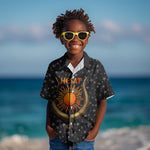 Hesat Solar Horn Symbol Kid Hawaiian Shirt Egyptian Cosmic Cow in Starry Milky Way