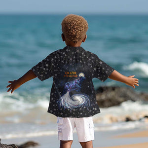 Hesat Solar Horn Symbol Kid Hawaiian Shirt Egyptian Cosmic Cow in Starry Milky Way