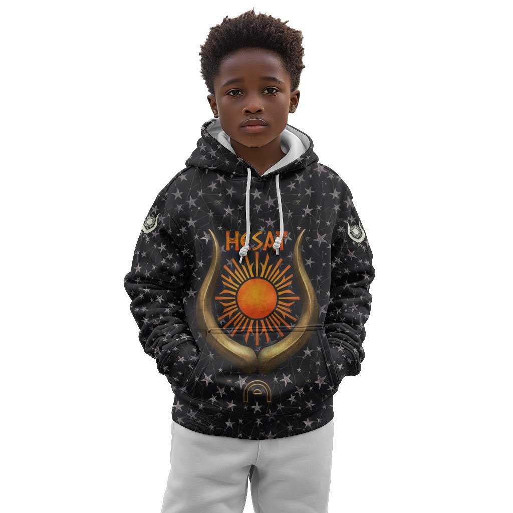 Hesat Solar Horn Symbol Kid Hoodie Egyptian Cosmic Cow in Starry Milky Way