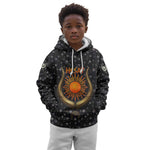 Hesat Solar Horn Symbol Kid Hoodie Egyptian Cosmic Cow in Starry Milky Way