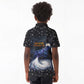 Hesat Solar Horn Symbol Kid Polo Shirt Egyptian Cosmic Cow in Starry Milky Way