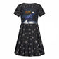 Hesat Solar Horn Symbol Kid Short Sleeve Dress Egyptian Cosmic Cow in Starry Milky Way