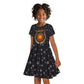 Hesat Solar Horn Symbol Kid Short Sleeve Dress Egyptian Cosmic Cow in Starry Milky Way