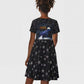 Hesat Solar Horn Symbol Kid Short Sleeve Dress Egyptian Cosmic Cow in Starry Milky Way