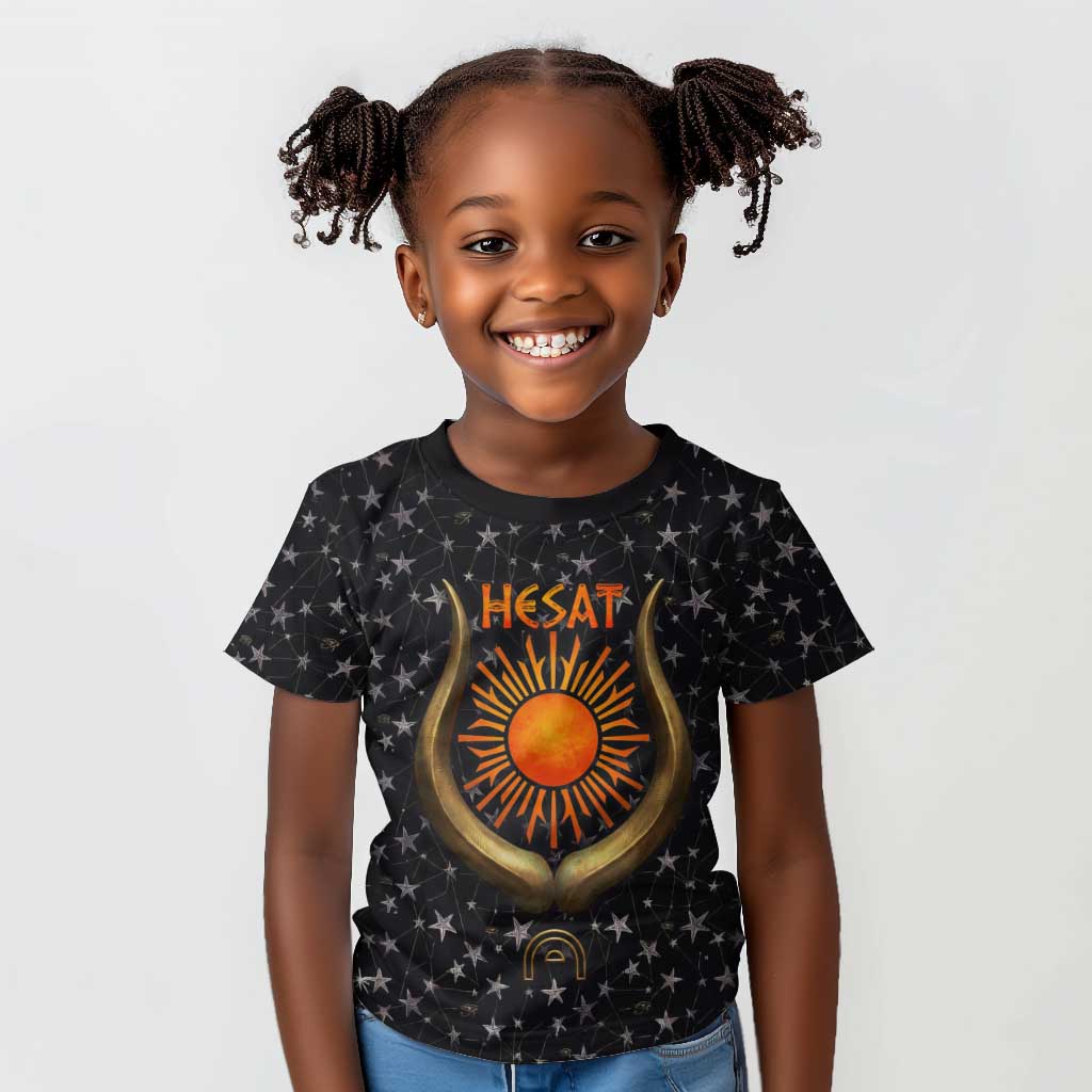 Hesat Solar Horn Symbol Kid T shirt Egyptian Cosmic Cow in Starry Milky Way