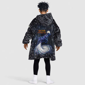 Hesat Solar Horn Symbol Kid Wearable Blanket Hoodie Egyptian Cosmic Cow in Starry Milky Way