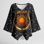 Hesat Solar Horn Symbol Kimono Sleeve Blouse Egyptian Cosmic Cow in Starry Milky Way