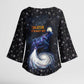 Hesat Solar Horn Symbol Kimono Sleeve Blouse Egyptian Cosmic Cow in Starry Milky Way